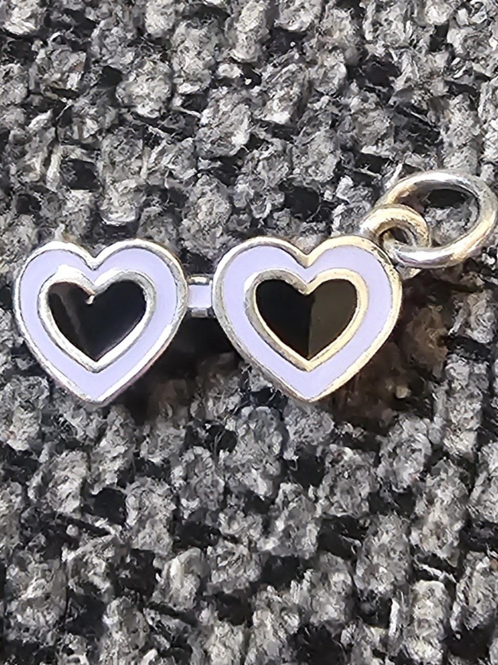 James Avery Retired  Double Heart Enamel Glasses Charm